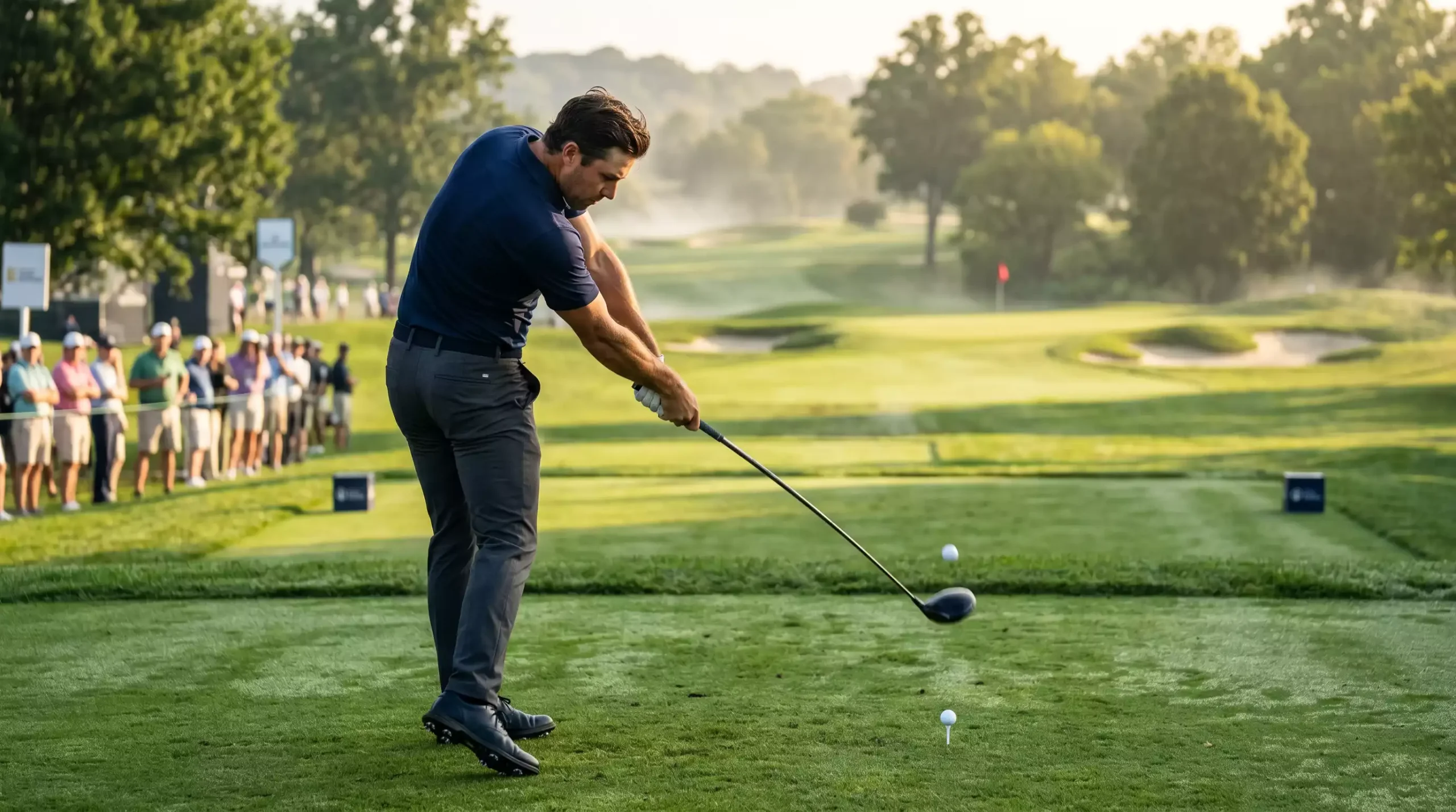 Golfer beim Abschlag während eines Major-Turniers
